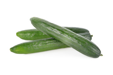 fresh Japanese cucumbers on white background