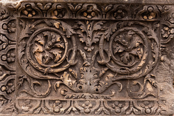 ancient bas-relief at roman forum in rome, italy