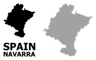 Vector Halftone Mosaic and Solid Map of Navarra Province