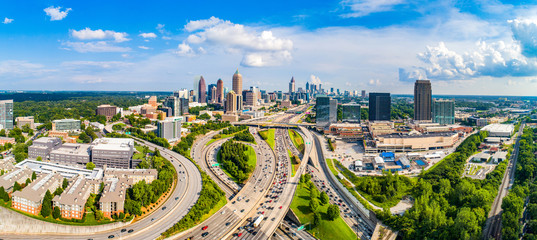 Atlanta, Georgia, USA Downtown Skyline Aerial Panorama - obrazy, fototapety, plakaty