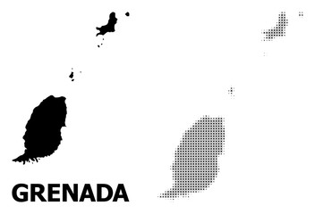 Vector Halftone Pattern and Solid Map of Grenada Islands