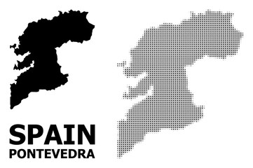 Vector Halftone Pattern and Solid Map of Pontevedra Province