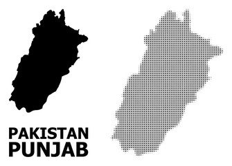 Vector Halftone Pattern and Solid Map of Punjab Province
