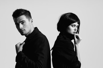 portrait of young man and woman