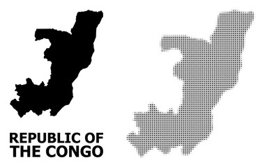 Obraz premium Vector Halftone Mosaic and Solid Map of Republic of the Congo