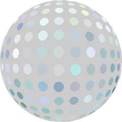 Mirror dots mosaic on grey sphere 3d. 