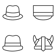 Hats and Helmets Vector Line Icon Set