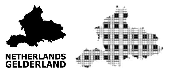 Vector Halftone Mosaic and Solid Map of Gelderland Province