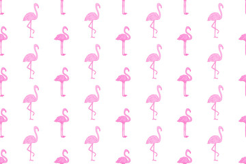 Seamless abstract wallpaper with flamingos. Hand drawn cartoon birds. Print for polygraphy, shirts and textiles. Cute texture. Pattern for design