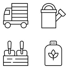 Obraz premium Horticulture Vector Line Icon Set