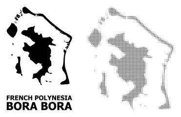 Vector Halftone Pattern and Solid Map of Bora-Bora - obrazy, fototapety, plakaty