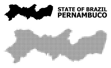 Fototapeta na wymiar Vector Halftone Pattern and Solid Map of Pernambuco State