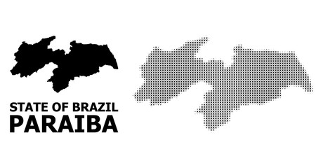 Obraz premium Vector Halftone Pattern and Solid Map of Paraiba State