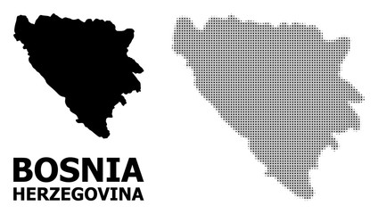 Vector Halftone Pattern and Solid Map of Bosnia and Herzegovina