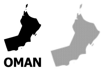 Vector Halftone Mosaic and Solid Map of Oman
