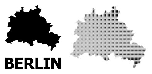 Vector Halftone Pattern and Solid Map of Berlin City