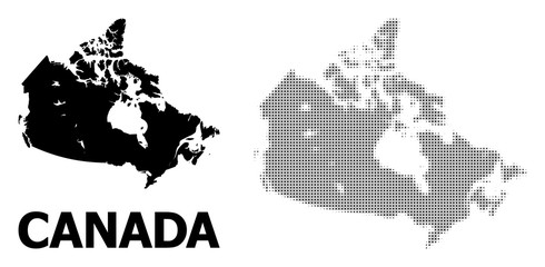 Vector Halftone Mosaic and Solid Map of Canada