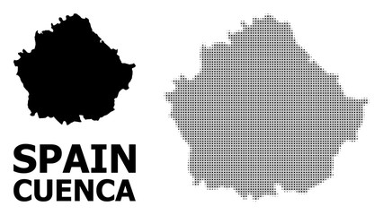 Vector Halftone Mosaic and Solid Map of Cuenca Province