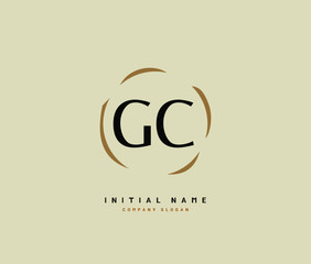 G C GC Beauty vector initial logo, handwriting logo of initial signature, wedding, fashion, jewerly, boutique, floral and botanical with creative template for any company or business.