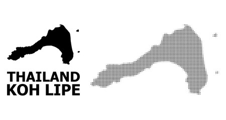Vector Halftone Pattern and Solid Map of Koh Lipe