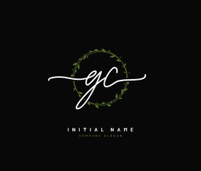 G C GC Beauty vector initial logo, handwriting logo of initial signature, wedding, fashion, jewerly, boutique, floral and botanical with creative template for any company or business.
