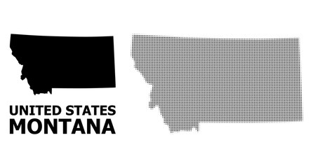 Vector Halftone Mosaic and Solid Map of Montana State