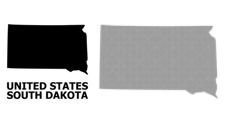 Vector Halftone Mosaic and Solid Map of South Dakota State