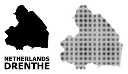 Vector Halftone Mosaic and Solid Map of Drenthe Province
