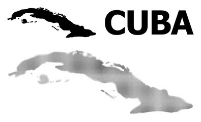 Vector Halftone Mosaic and Solid Map of Cuba