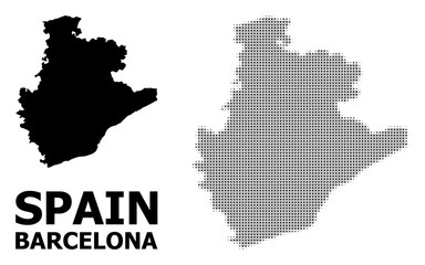 Vector Halftone Mosaic and Solid Map of Barcelona Province