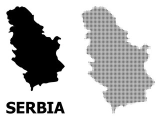 Vector Halftone Pattern and Solid Map of Serbia