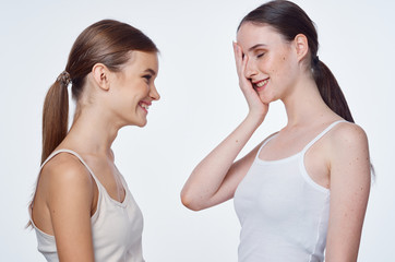 portrait of young couple isolated on white background