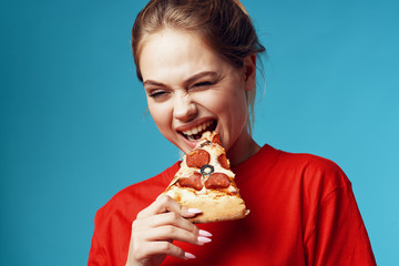 young woman eating cake