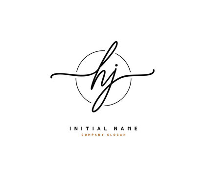 H J HJ Beauty vector initial logo, handwriting logo of initial signature, wedding, fashion, jewerly, boutique, floral and botanical with creative template for any company or business.