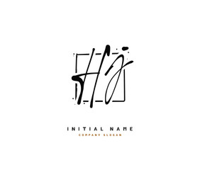 H J HJ Beauty vector initial logo, handwriting logo of initial signature, wedding, fashion, jewerly, boutique, floral and botanical with creative template for any company or business.