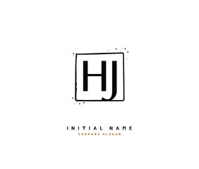 H J HJ Beauty vector initial logo, handwriting logo of initial signature, wedding, fashion, jewerly, boutique, floral and botanical with creative template for any company or business.