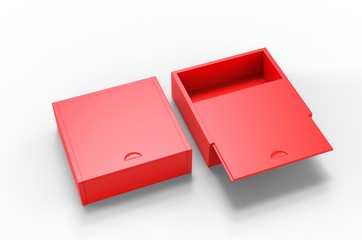 Blank wooden square box with sliding lid for branding. 3d render illustration.