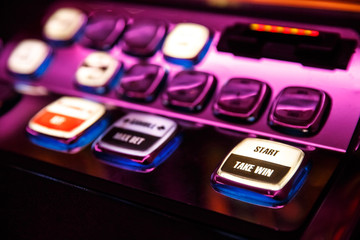 Obraz premium Casino. Gaming machine buttons. Inscriptions in English.