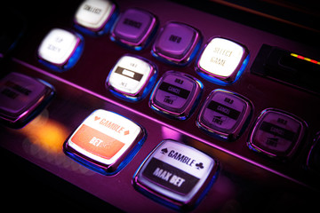 Obraz premium Casino. Gaming machine buttons. Inscriptions in English.