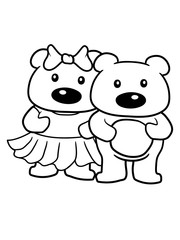 pärchen bär paar liebe 2 freunde team mann mädchen kleid hübsch schön girl frau schleife süßer kleiner teddy bärchen kuscheltier grizzly spielzeug baby kind niedlich clipart comic cartoon design