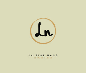 L N LN Beauty vector initial logo, handwriting logo of initial signature, wedding, fashion, jewerly, boutique, floral and botanical with creative template for any company or business.
