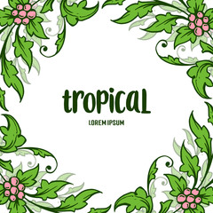 Tropical of summer with leaves flower frame blossom, place for your text. Vector