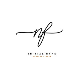 N F NF Beauty vector initial logo, handwriting logo of initial signature, wedding, fashion, jewerly, boutique, floral and botanical with creative template for any company or business.