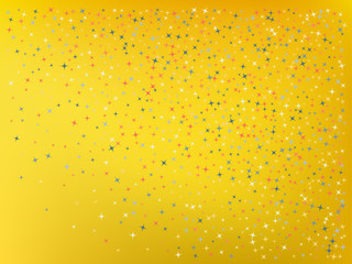 Yellow color background. Stars confetti. 