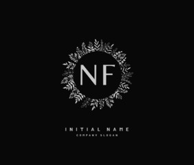 N F NF Beauty vector initial logo, handwriting logo of initial signature, wedding, fashion, jewerly, boutique, floral and botanical with creative template for any company or business.