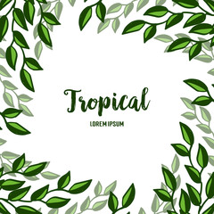 Element template tropical, cute leaf floral frame. Vector