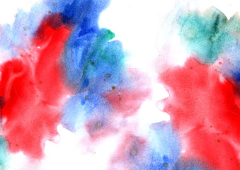 Abstract colorful watercolor background for graphic design, hand painted on paper