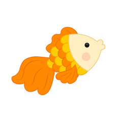 aquarium cartoon cute gold fish. vector illustration of yellow fish for children.