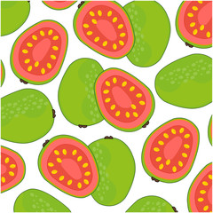 Fototapeta premium Fruit guava pattern on white background is insulated