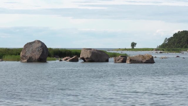Coast of K&auml;smu, lot of boulders. Near Devil island. Baltic sea, Gulf of Finland. Panorama to right